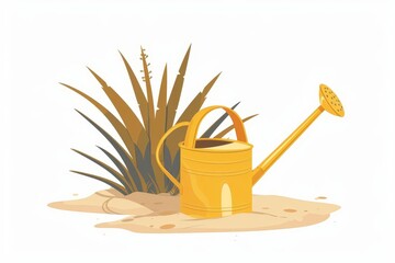 Small beach watering can flat design front view isolated white background no shadow family beach day cartoon drawing Tetradic color scheme