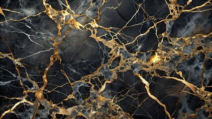Dark black marble stone background with gold and silver accents , marble, black, stone, background, tiles, gold, silver, dark, texture, luxury, elegant, smooth, shiny, abstract, natural