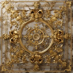 Obraz premium Lavish antique baroque, barocco ornate marble ceiling frame non linear reformation design. elaborate ceiling with intricate accents depicting classic elegance and architectural beauty