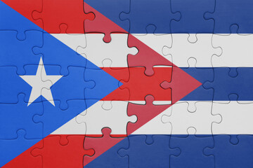 puzzle with the colourful national flag of cuba and flag of puerto rico .