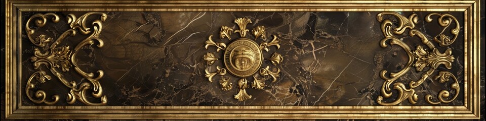Naklejka premium Lavish antique baroque, barocco ornate marble ceiling frame non linear reformation design. elaborate ceiling with intricate accents depicting classic elegance and architectural beauty