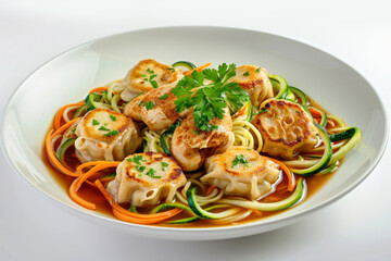 Aromatic Five-Spice Chicken Noodle and Shiitake Dumplings