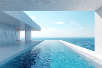 Obraz premium Modern buildings by the lake. Empty architectural background. 