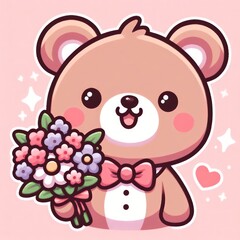 Obraz premium teddy bear with flowers