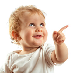 Lovey baby pointing to choose and press transparent background
