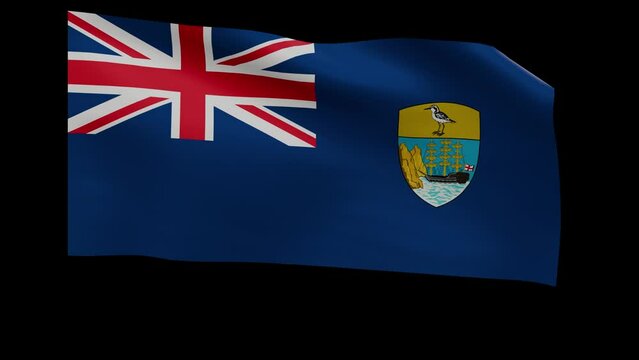 Saint Helena, Ascension and Tristan da Cunha flag 4k 3d render of a waving nation banner fluttering in the wind symbolises the country with transparent alpha channel mask for free space and isolated b