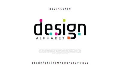 Creative alphabet, rainbow colors, modern geometric font. Bright colorful type for futuristic or kid logo, headline, lettering and typography. Trendy style letters, vector typographic design.