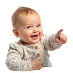 Lovey baby pointing to choose and press transparent background