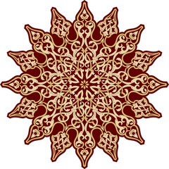 Vector black and red round Turkish ornament. Endless ottoman national circle.