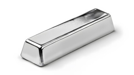 Shiny Platinum Bar on White Background: Precious Metal Treasure