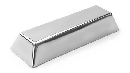 Shiny Platinum Bar on White Background: Precious Metal Treasure