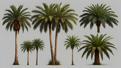 Obraz premium A set of sago palms, ancient and sturdy, isolated against a transparent background, adding tropical elegance to any design.