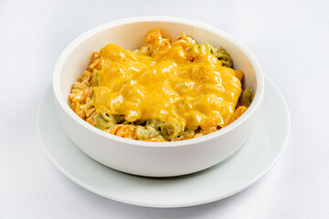 macaroni and cheese on the white