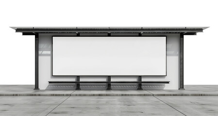 Obraz premium Bus stop shelter with blank advertisement panel and bench, cut out