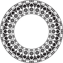 Vector monochrome black round Egyptian ornament. Endless Circle, Ring of Ancient Egypt. Geometric African frame