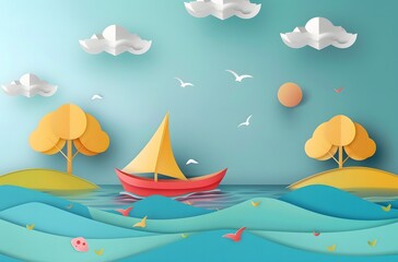 origami art of Fun Paper Boat for Kids to Float on Rivers