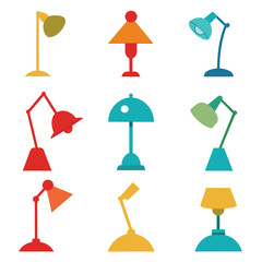 Set of lamps vector on a isolated white background 7