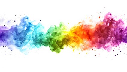 Fototapeta premium Colorful Smoke Splash Design on Rainbow Background with White Space for Text and Decoration