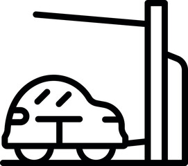 Black and white line art icon of an electric vehicle at a charging station