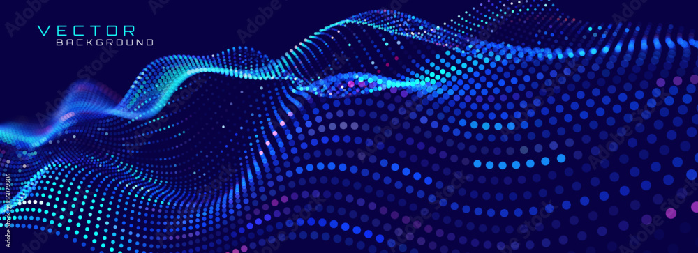 Aufkleber colorful blue sound wave ripple digital equalizer design. big data audio visualization. digital wate