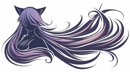 Obraz premium Adorable anime illustration of a charming woman with cat ears and tail in vibrant colors, crafted with detailed highquality artistry.