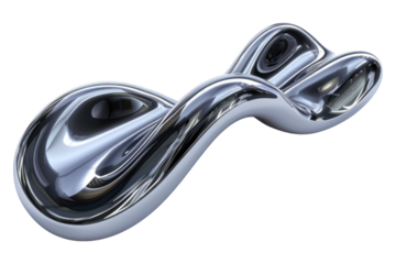 3D rendering wave chrome metallic bond isolated on transparent background