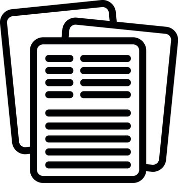 recommend clip art: Stacked paper documents icon for professional office organization and business paperwork. Vector graphic illustration in black and white