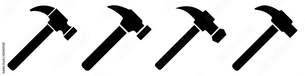 Wall mural hammer icons set. black hammer logo icon in flat design. vector illustration.