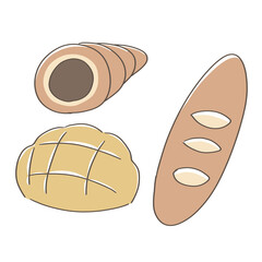 チョココロネ・フランスパン・メロンパンのセット