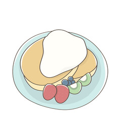 フルーツを添えたパンケーキ