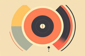 Abstract colorful vinyl disc picture. Digital illustration. Ready to poster usage
