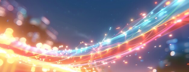 Obraz premium Digital Data Flows in Motion on a Dark Background