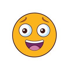 Cute Smiling Emoji With Open Eyes Isolated On White Background