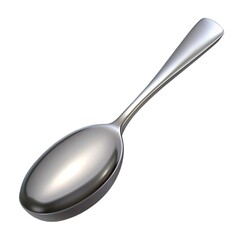 Spoon shiny utensil detailed Metal silver teaspoon.  Silver spoon isolated realistic.  3d render closeup illustration Metal silver 3d render Metal silver teaspoon isolated on white background