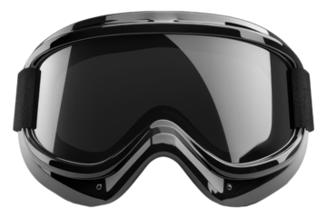 Black color gorgeous biker googles isolated on transparent background