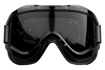 Black color gorgeous biker googles isolated on transparent background