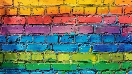Obraz premium Rainbow Colors on Textured Brick Wall