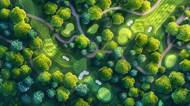 a colorful golf playground from the sky

