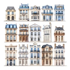 Obraz premium French Buildings, Charming and Historic Illustrations