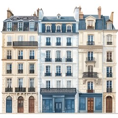 Fototapeta premium French Buildings, Charming and Historic Illustrations