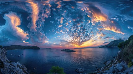Evening sky with panoramic clouds