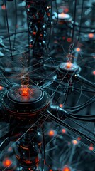 Captivating Digital Interconnectivity - Glowing Futuristic Neural Network Visualization