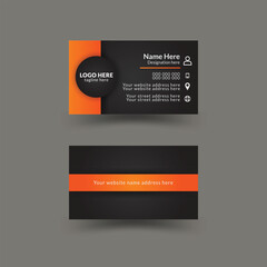 Double-sided creative, corporate, professional, minimalist and modern business card print template with vibrant color. Landscape orientation and horizontal layout. Vector illustration.