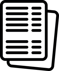 Simple black and white outline icon depicting a stack of papers or documents