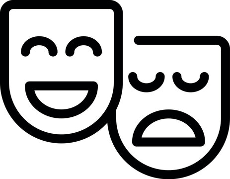 recommend clip art: Iconic black line art of comedy and tragedy masks representing the theatrical arts
