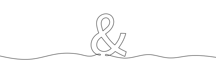 Ampersand sign. One line of continuous drawn ampersand sign. Editable line