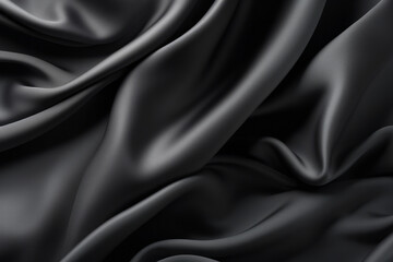 Fototapeta premium Processed collage of smooth elegant wavy deep black silk cloth fabric material texture. Background