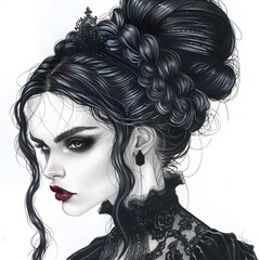 Fototapeta premium gothic hairstyles to color in grayscale