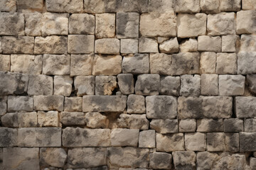 Obraz premium Processed collage of old ancient sand block wall texture in daylight. Background for banner