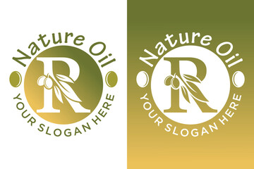 nature olive design with letter r modern concept